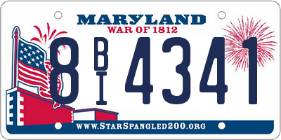 MD license plate 8BI4341