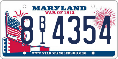 MD license plate 8BI4354