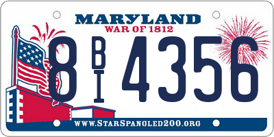 MD license plate 8BI4356