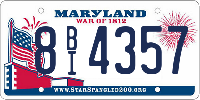MD license plate 8BI4357