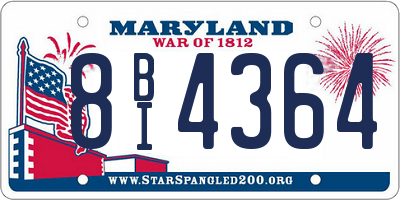 MD license plate 8BI4364