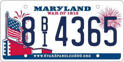 MD license plate 8BI4365