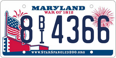 MD license plate 8BI4366