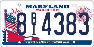 MD license plate 8BI4383