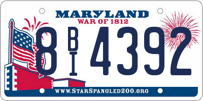 MD license plate 8BI4392