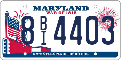 MD license plate 8BI4403
