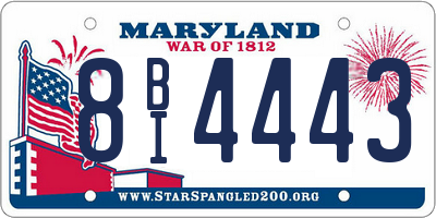 MD license plate 8BI4443