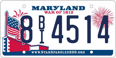 MD license plate 8BI4514