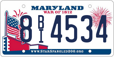MD license plate 8BI4534
