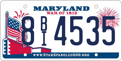 MD license plate 8BI4535