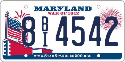 MD license plate 8BI4542