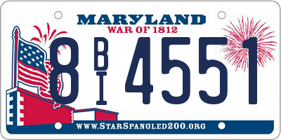 MD license plate 8BI4551