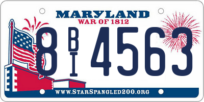 MD license plate 8BI4563