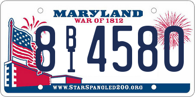 MD license plate 8BI4580
