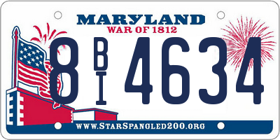 MD license plate 8BI4634