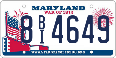 MD license plate 8BI4649
