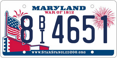 MD license plate 8BI4651