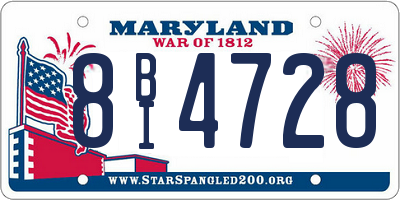 MD license plate 8BI4728