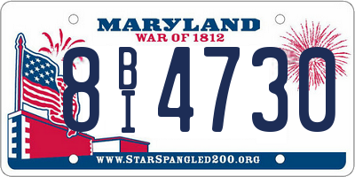 MD license plate 8BI4730