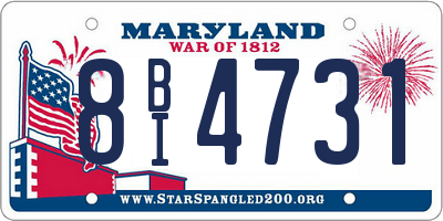 MD license plate 8BI4731