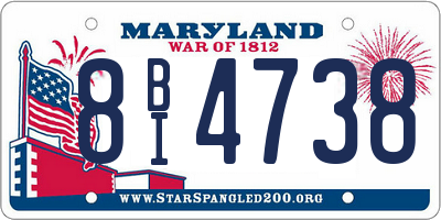 MD license plate 8BI4738
