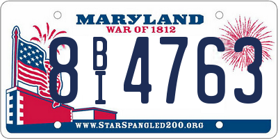 MD license plate 8BI4763