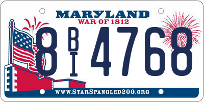 MD license plate 8BI4768