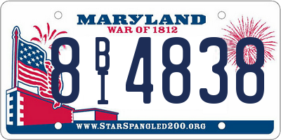 MD license plate 8BI4838