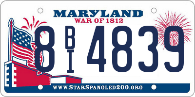 MD license plate 8BI4839