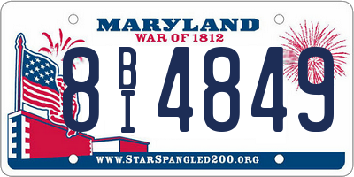 MD license plate 8BI4849