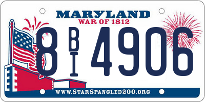 MD license plate 8BI4906