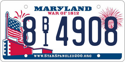 MD license plate 8BI4908