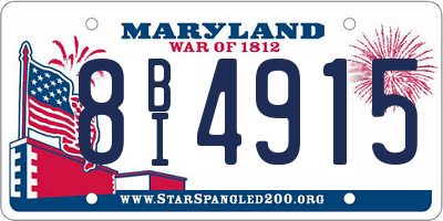 MD license plate 8BI4915