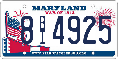 MD license plate 8BI4925