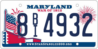 MD license plate 8BI4932