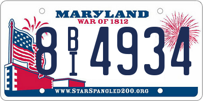 MD license plate 8BI4934
