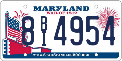 MD license plate 8BI4954