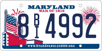 MD license plate 8BI4992