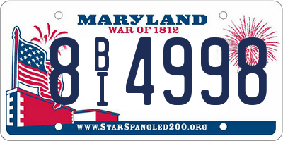MD license plate 8BI4998