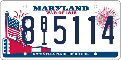 MD license plate 8BI5114