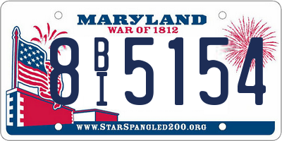 MD license plate 8BI5154