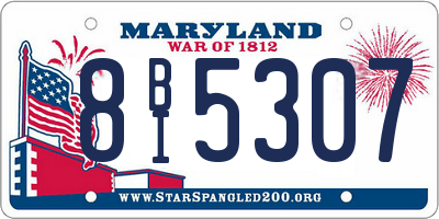 MD license plate 8BI5307