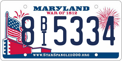 MD license plate 8BI5334