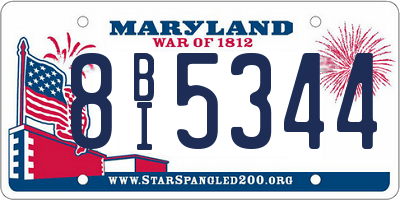 MD license plate 8BI5344