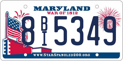 MD license plate 8BI5349