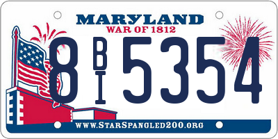 MD license plate 8BI5354