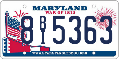 MD license plate 8BI5363