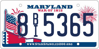 MD license plate 8BI5365