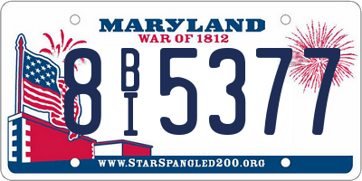 MD license plate 8BI5377