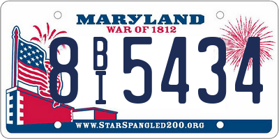 MD license plate 8BI5434